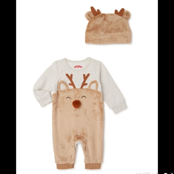 ♥️5 For $25 NEW Holiday reindeer cozy romper size 12 months - Picture 1 of 8